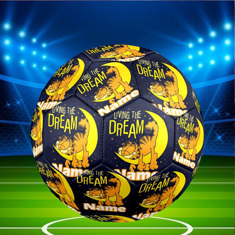 Custom Name Personalized Garfield Print Size 5 Soccer Ball Training & Match Football, for Team, Kicking, Gift for Football Enthusiasts