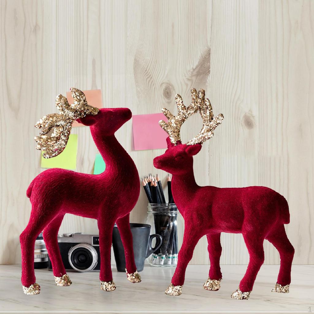 2 Pieces Christmas Reindeer Statues Animal Sculptures Ornament for Home