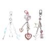 Handcrafteds Bowknot Phone Chain Lovely Bear Pendant Keychain Sweet Cool Key Phone Lanyard Acrylic Keyring Bag Ornament