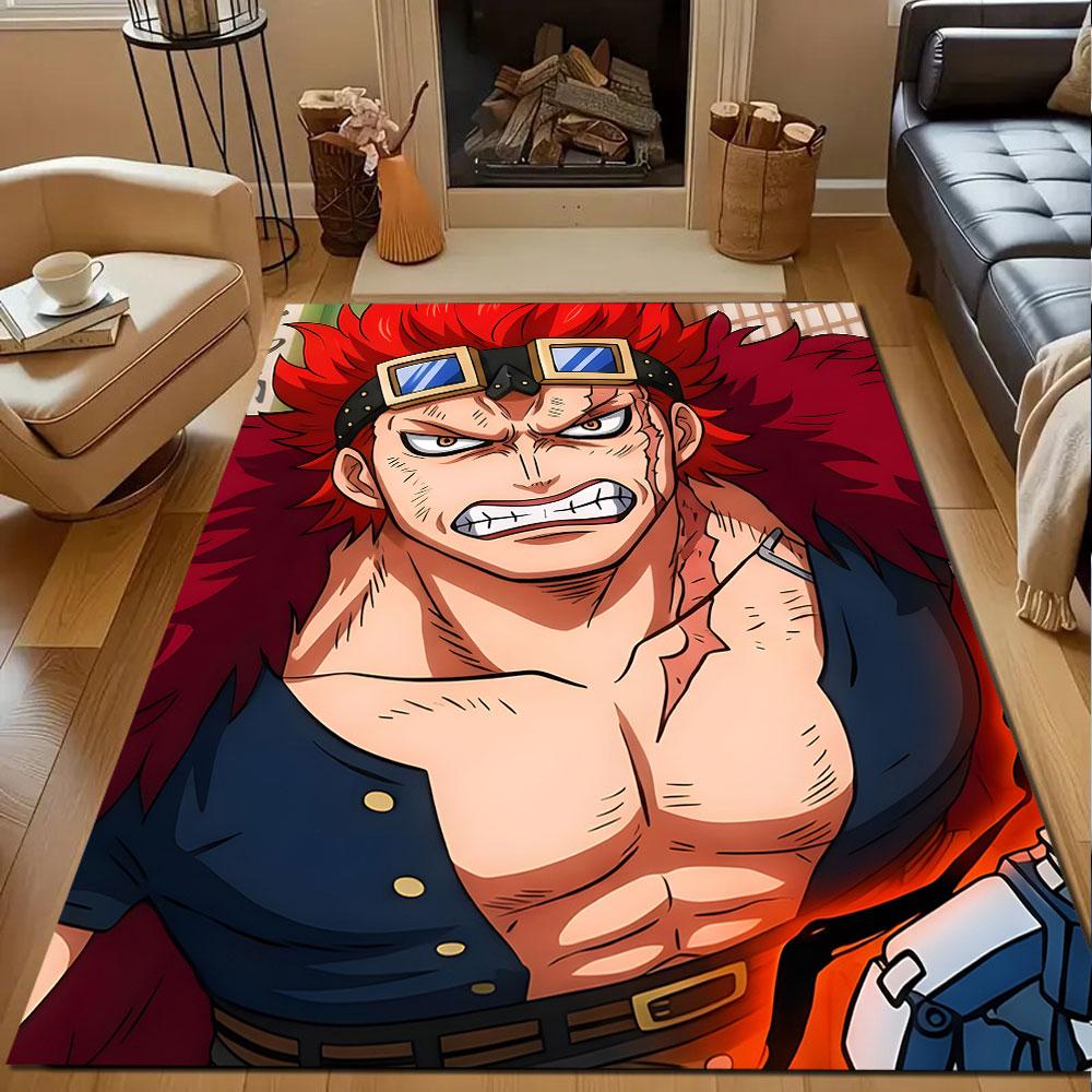 Fiery Red-Haired Anime Warrior Patterned carpet, non slip mat suitable for living room and bedroom sofas