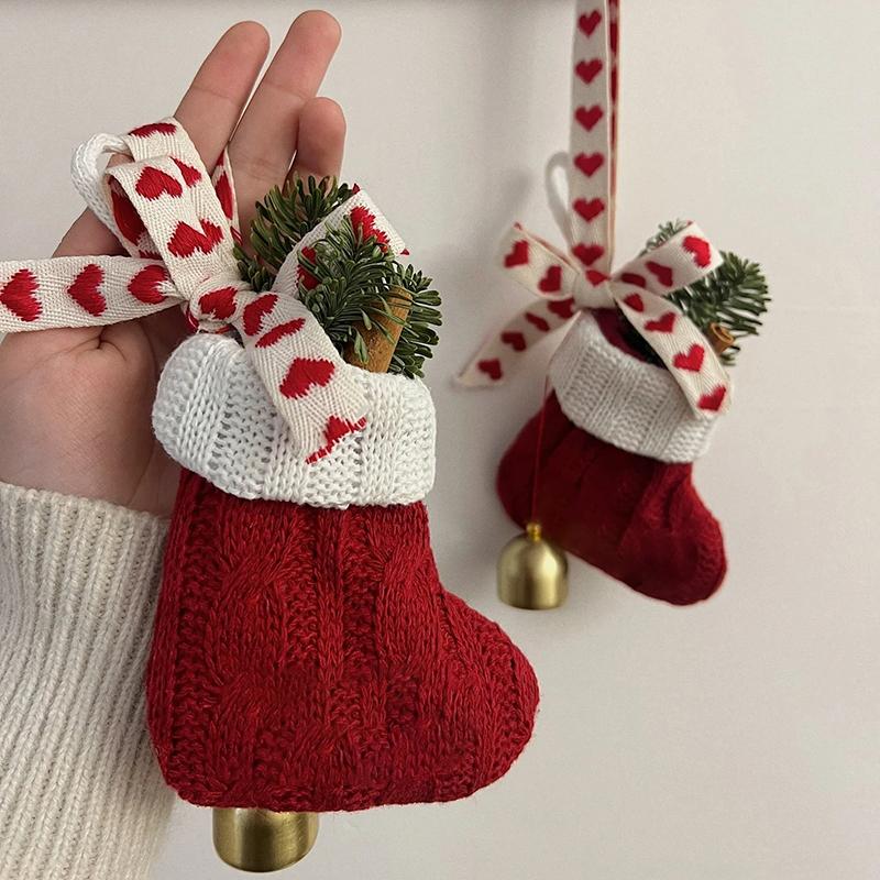 Merry Christmas Socks Ornament  Knitting Snowflake Letter Socks Christmas Tree Decoration New Year Navidad Xmas Socks Gift Bag