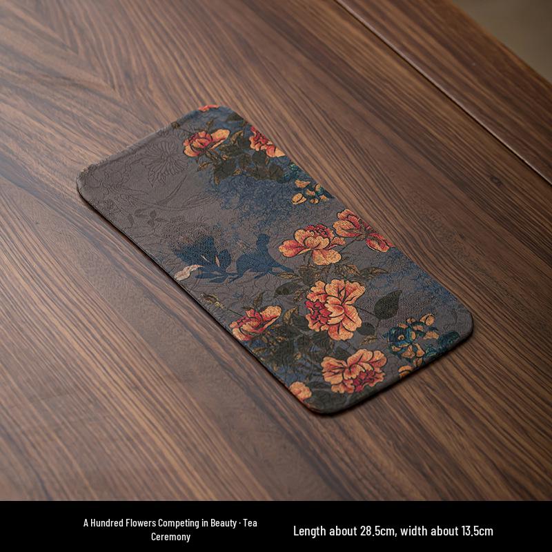 Xiangyunsha Chinese Zen Double-Sided Waterproof Tea Mat - Thickened Tablecloth for Dry Brew