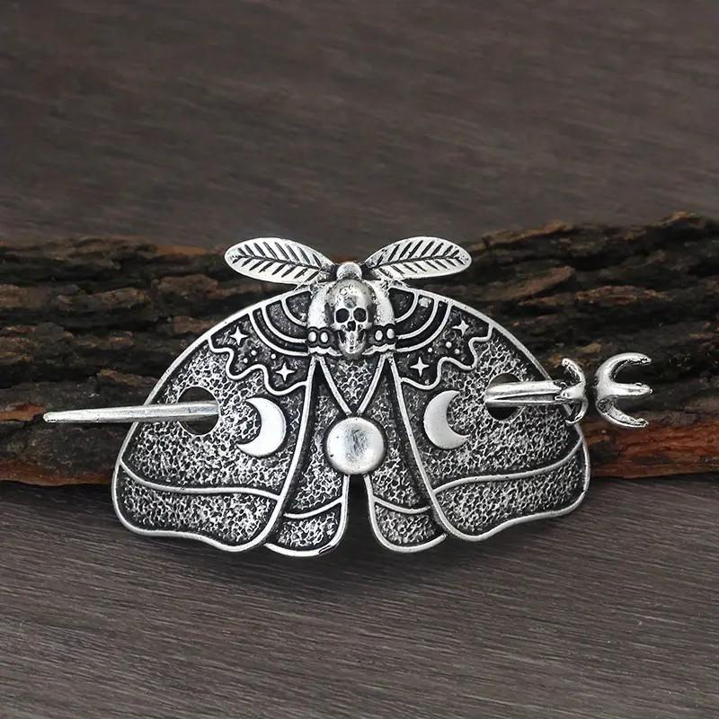 

Vintage Gothic Crescent Moon Cloud Hair Clip Viking Metal Hair Stick Versatile Lunar Barrette For Women