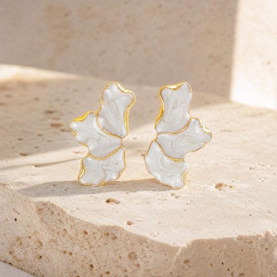 1 Pair Stud Earrings for Women, Enamel Irregular Petal Shape Ear Studs, French Style Ear Pins for Versatile Gift Jewelry