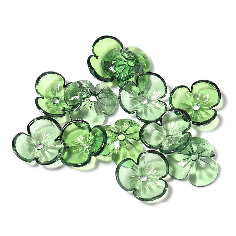

20pcs/lot Resin Petal Beads Transparent Cherry Blossoms Beads Caps Loose Spacer Beads For Jewelry Making DIY Bracelets Earrings зелёный