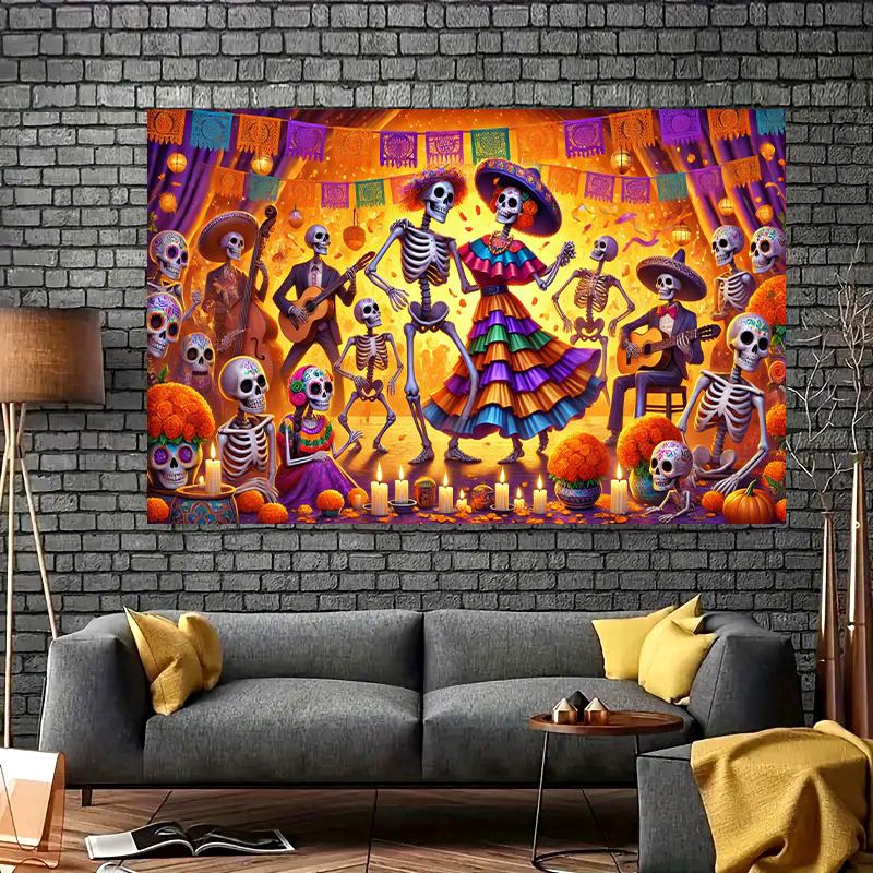 Day of the Dead celebration 8x6 feet polyester fiber banner - Vibrant multi-purpose decoration, suitable for partieszyc