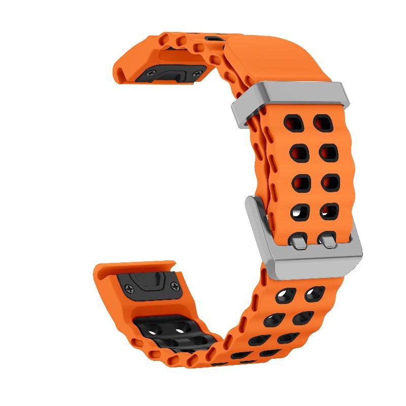 Водонепроницаемый силиконовый ремешок в морском стиле для Garmin Fenix 8 Enduro 3 26мм 22мм Quickfit Спортивный ремешок Мягкая замена для Fenix 7 6 5 26mm Quickfit orange