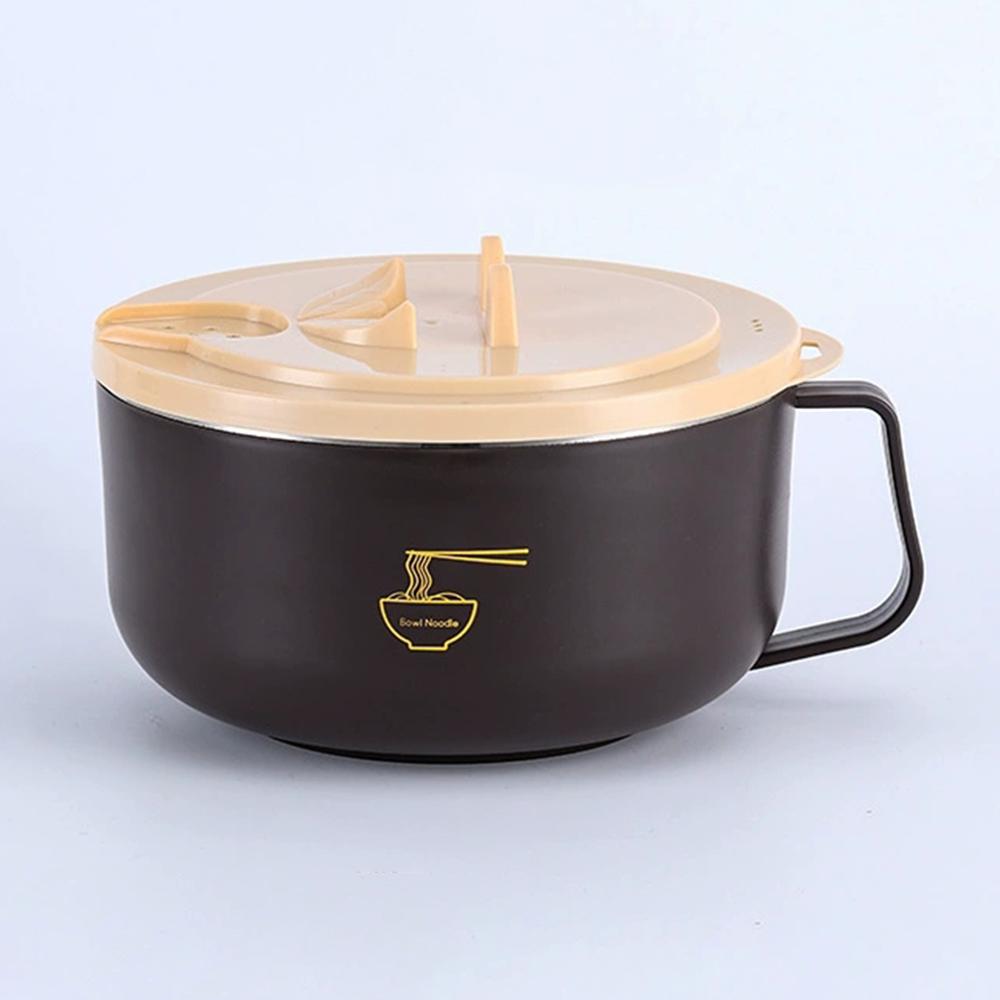 304 Stainless Steel Ramen Bowl with Lid Heat Resistant Noodle Cooker Bowl Instant Noodles Kitchen Tableware Accessory Bowl With