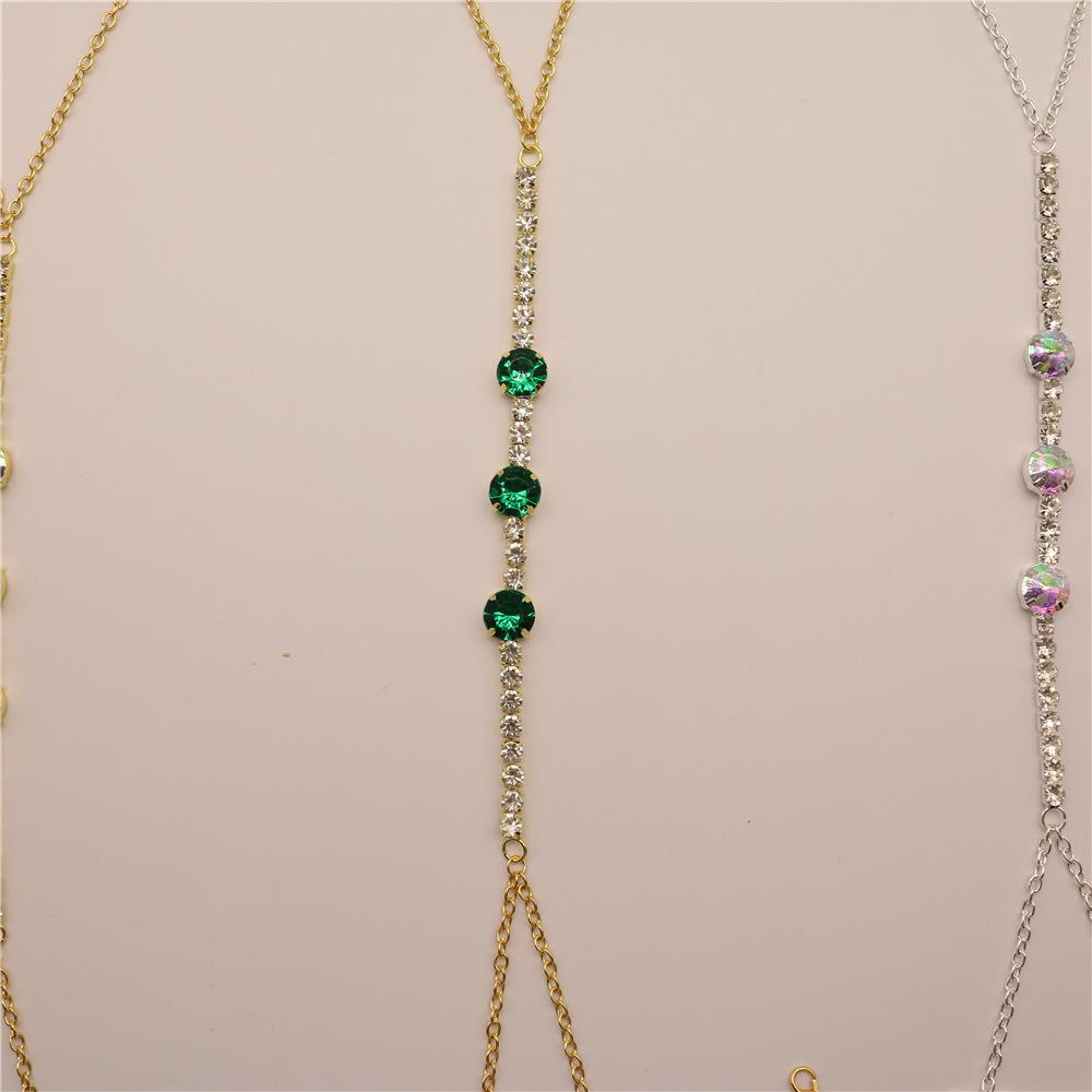 New Simple Round Necklace Chest Chain, Nightclub Shiny Sexy Rhinestone Body Chain Female Body Chain
