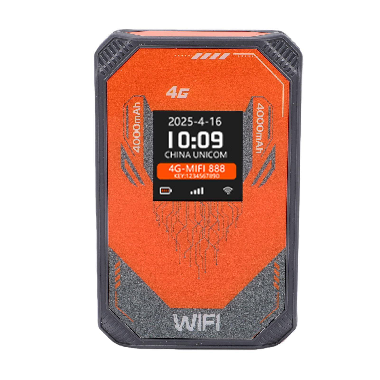 

4G Mobile WLAN Router Portable WiFi Hotspot Device 4000mAh Battery SIM Card Support LCD Display Easy Setup for Travel