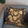 2D Cute Golden Cats Floral Patterned Pillow Cover Pattern Cushion Cover Suitable For Sofa Bedroom Car Pillow Cover