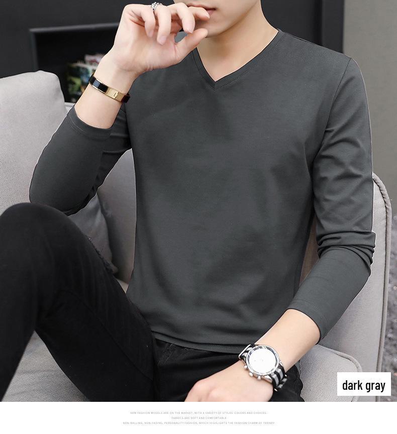 2021 Men's Trendy V-Neck Long-Sleeve T-Shirt for Autumn/Winter