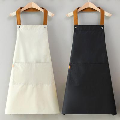 Solid Color Kitchen Apron with Dual Pockets Waterproof Oil-proof Adjustable Breathable Men Women Chef Cooking Baking Bib Apron