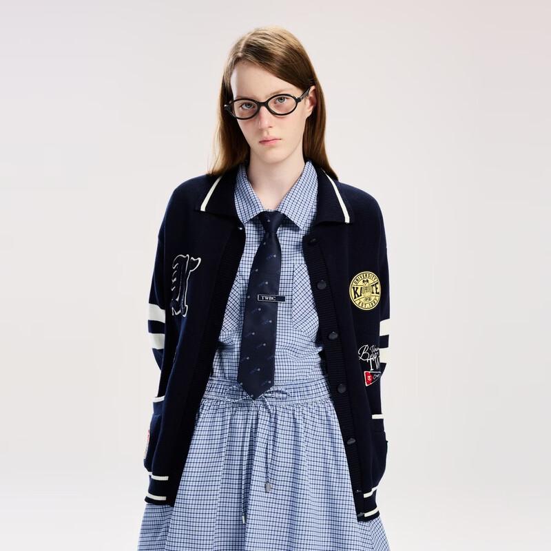 Teenie Weenie Women's Letter Polo Knit Cardigan