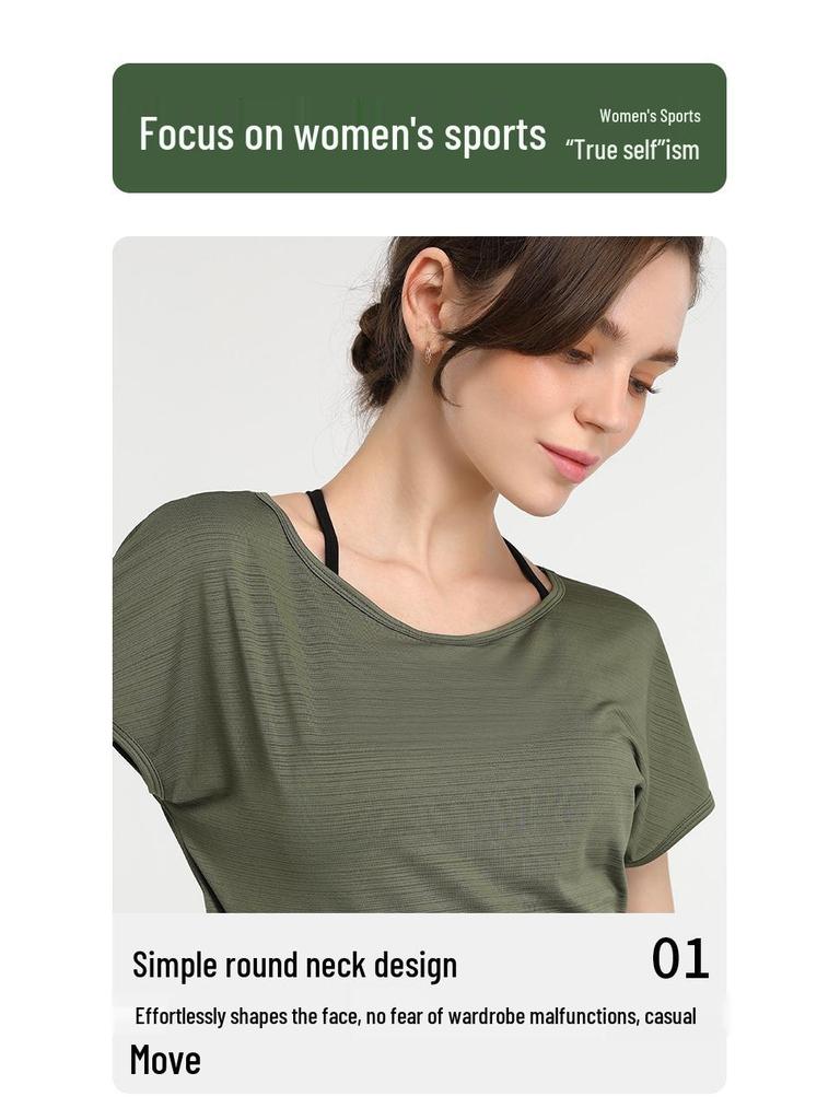 Damen Schnelltrocknendes Kurzarm Yoga- & Lauf-Top