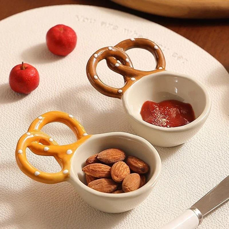 Cute Bakery-Themed Ceramic Small Dish – Baguette and Bread Plate for Restaurant or Home Use