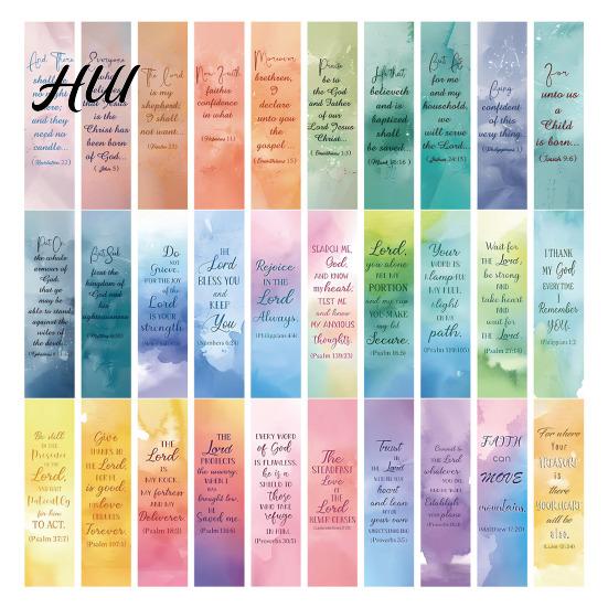 Encouraging Bookmarks 30 Sheets Christian Bible Verse Premium Paper Inspiring Design Bookmark with Scenic Background Inspirational Reading Tools C