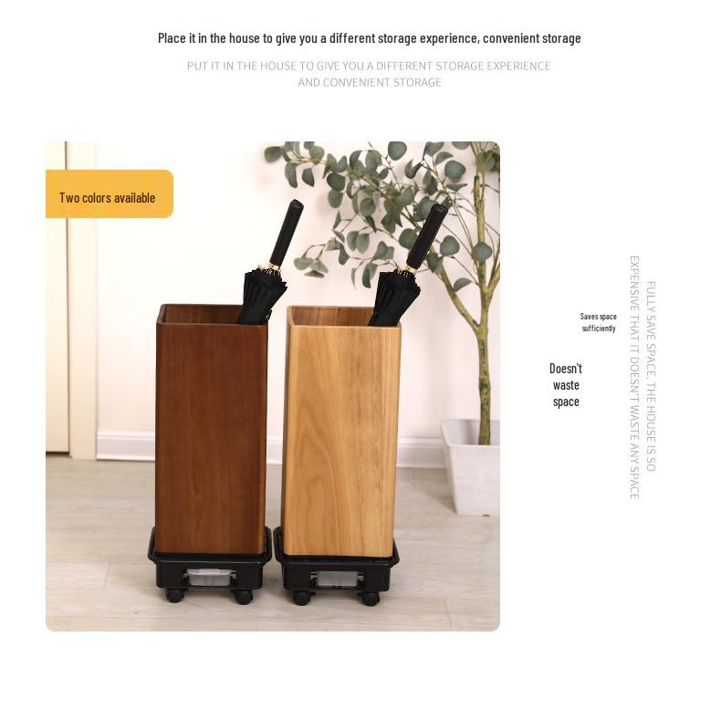 Luxury Solid Wood Umbrella Stand: Large-Capacity Hotel & Home Entryway Storage with Customizable Logo