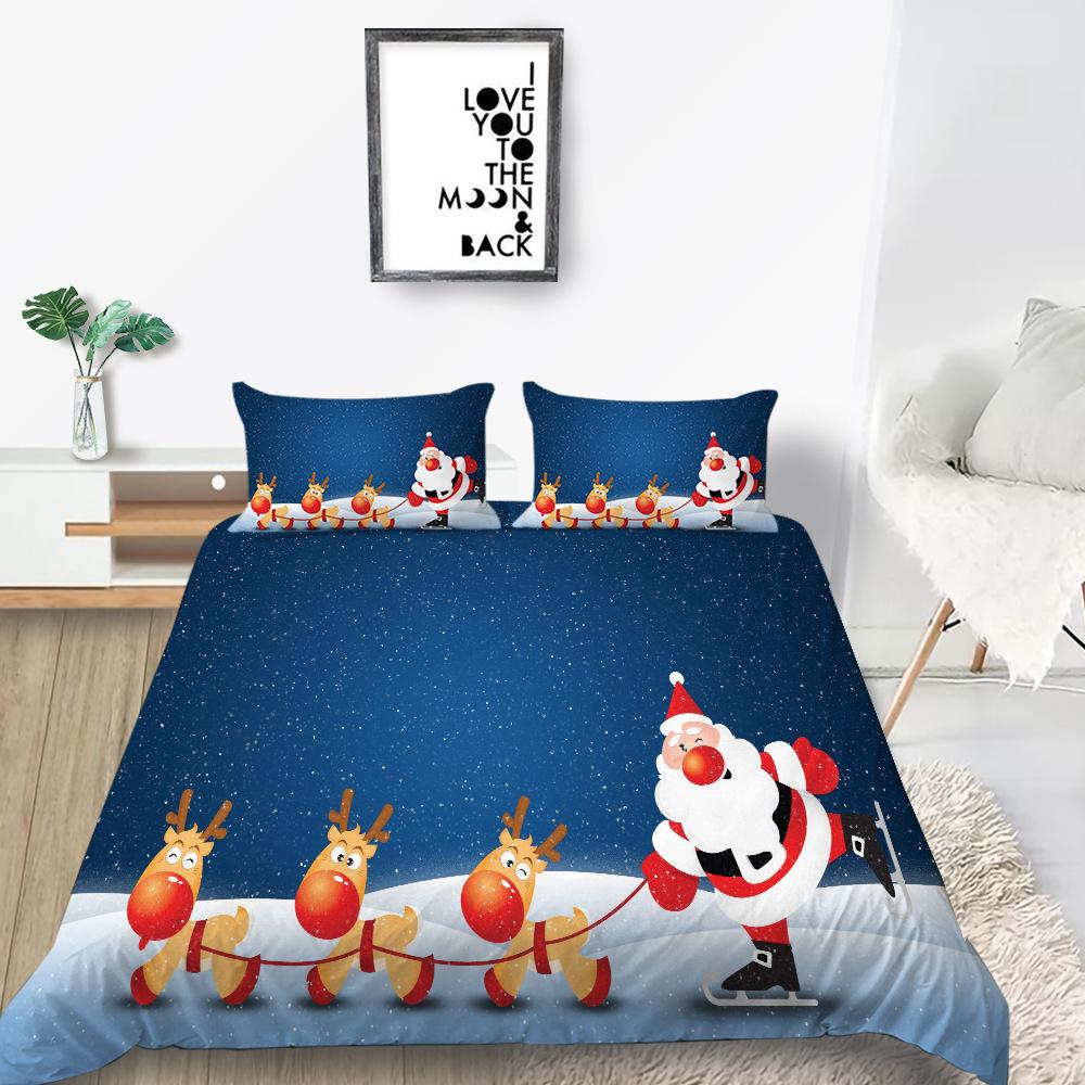 Digital Printing Quilt Cover Pillowcase Two Or Three Piece Set Christmas Gift Polyester