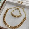 Temperament Geometric Square Design Crystal Niche Unique Charm Necklace Jewelry Fashion Versatile Bracelet Set