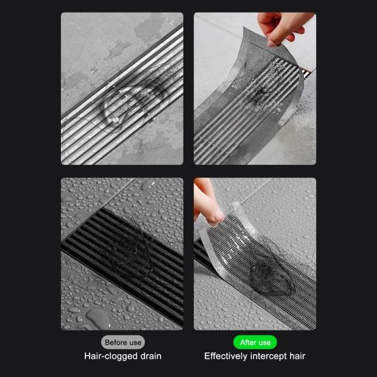 1 Roll Disposable Hair Drain Stickers Waterproof Fiberglass Floor Drain Sticker Mesh Filter Hair