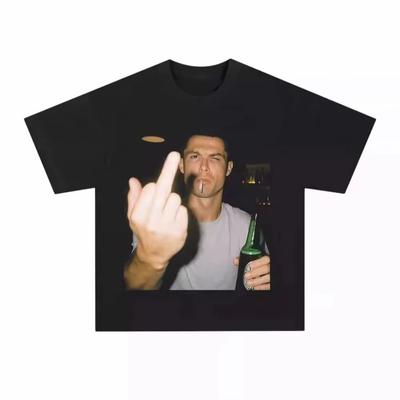 Summer Middle Finger Cristiano Ronaldo Pattern Unisexs Tshirt Unisexs Luxury Tshirt Summer Shortsleeved Top