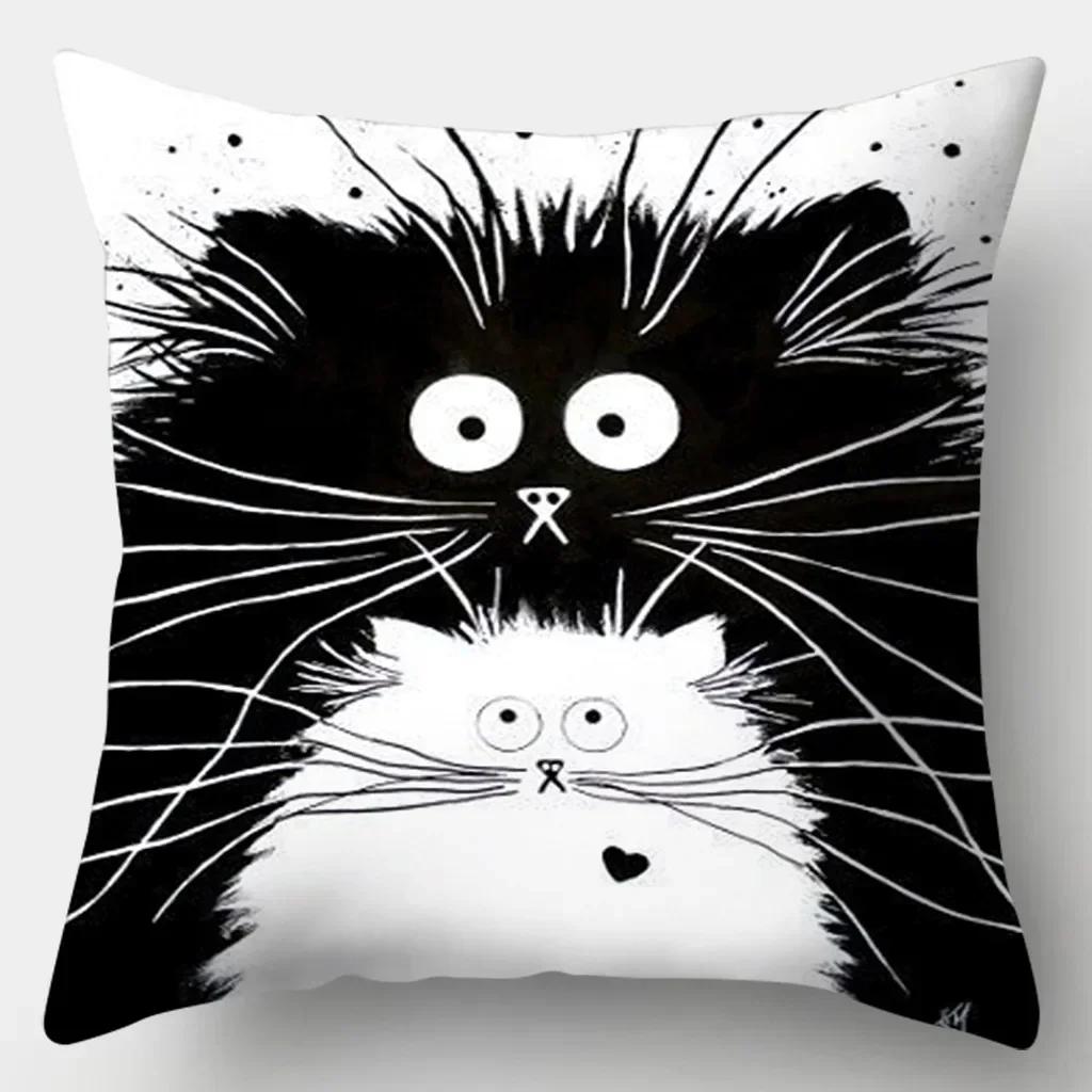 Cute Cat Pillowcase Square Sofa Pillow Cover Watercolor Loving Cushion cover
