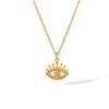 Titanium Steel Gold Plated Diamond Evil Eye Pendant Necklace Fashion Choker Jewelry