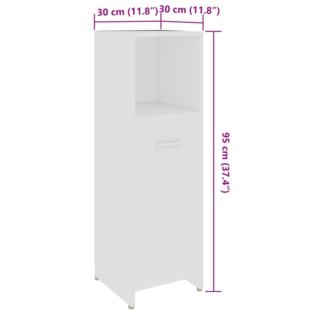 Badezimmerschrank Weiß 30 x 30 x 95 cm Spanplatte