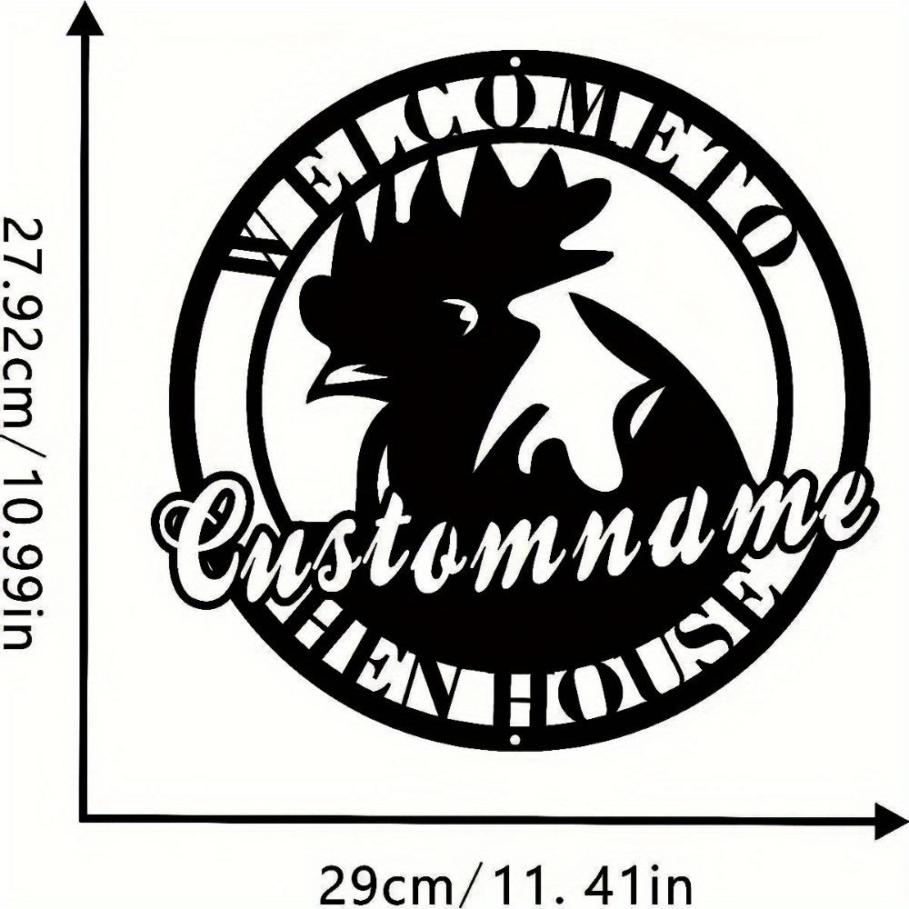 Metal Rooster Wall Art Decorative Round Sign Farmhouse Coop Decor Custom Sculpture