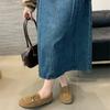 Loafers Women's Summer One-pedal Lazy Shoes British Style Leather Retro Doudou Shoes Women's Single Shoes Comfortable Flat Bottom