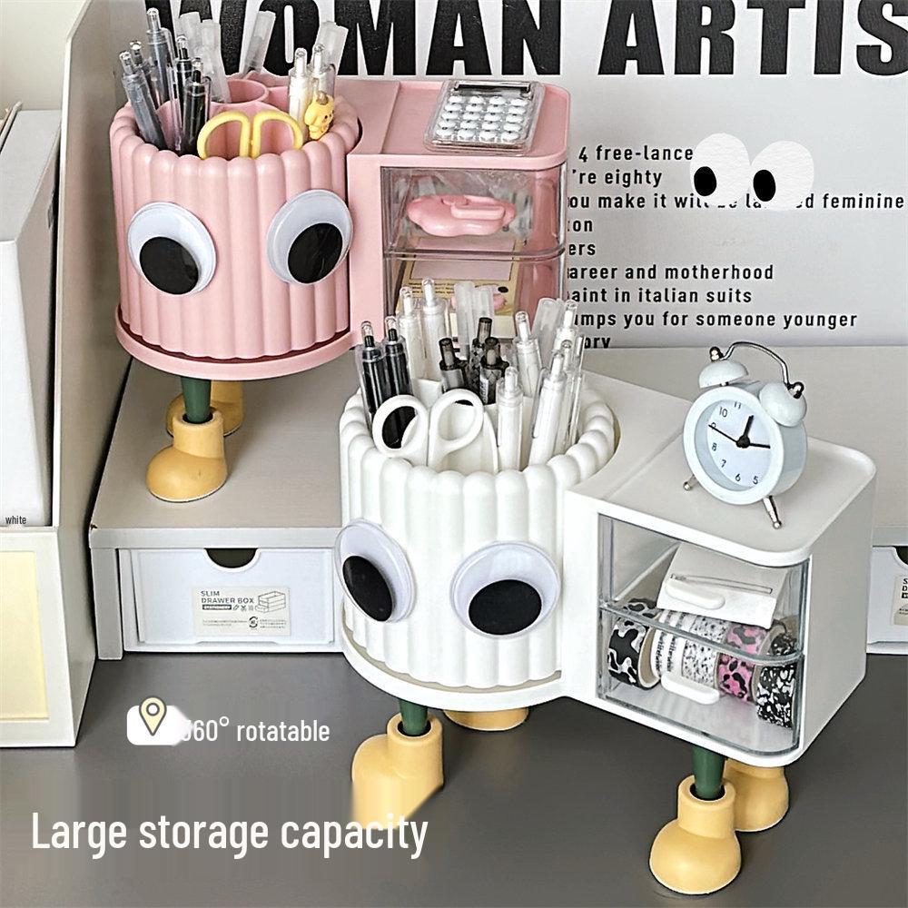 Rotating Dust-Proof Cosmetic Organizer: Makeup Brush Holder, Lipstick & Eyeshadow Storage, Desk Pen Holder