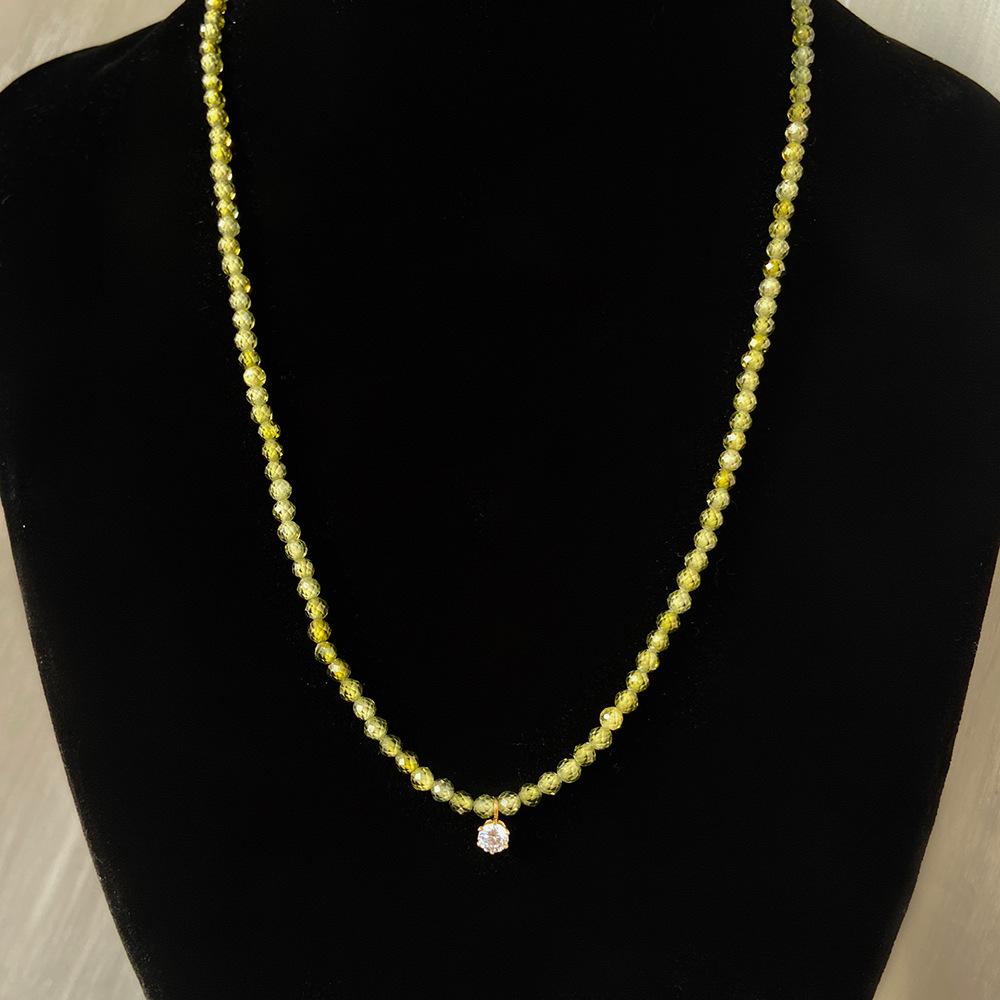 Summer Matcha Olivine Necklace Plated 18K Gold Titanium Steel Necklace Female Does Not Fade Female Personality