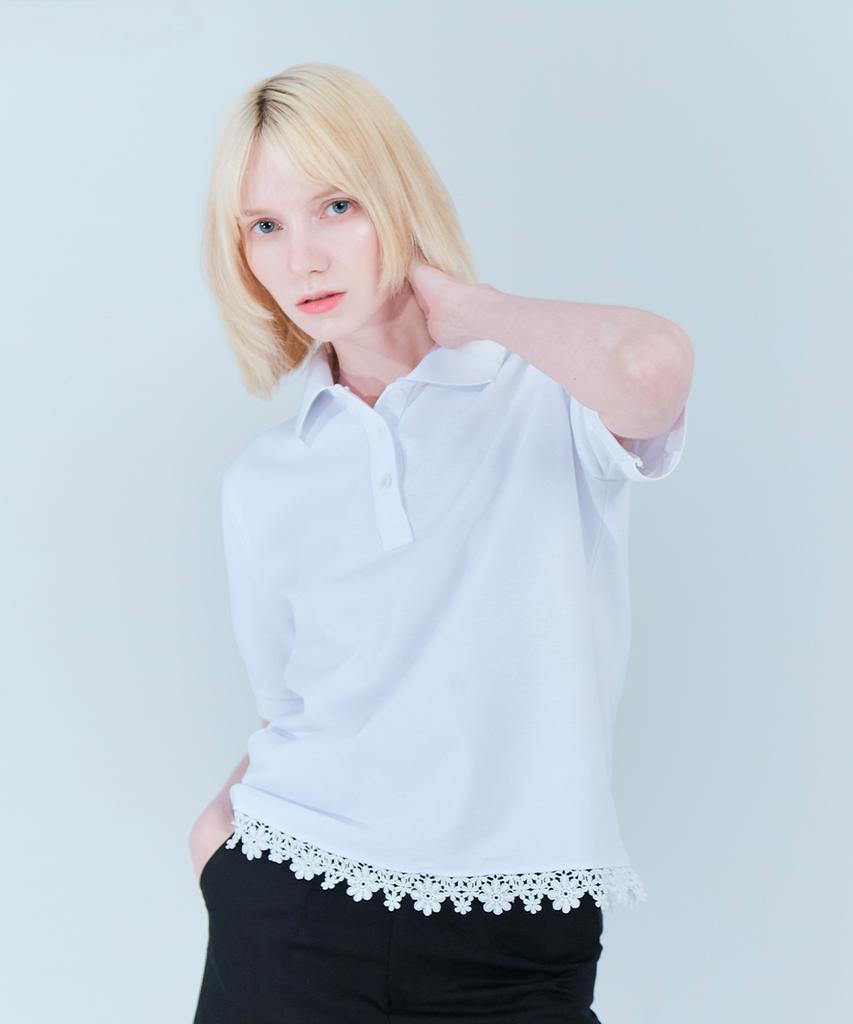 We Love Lace Polo Shirt_White