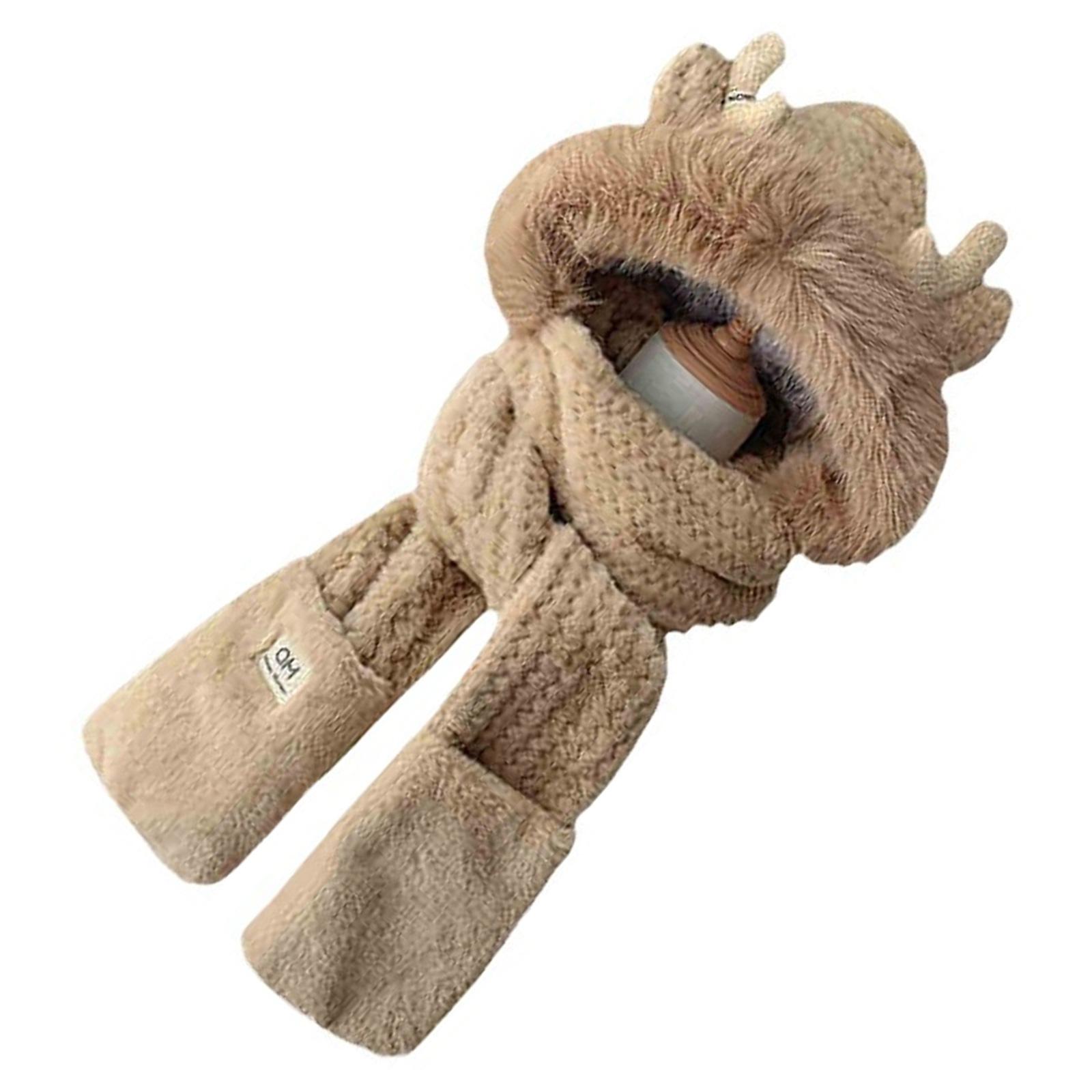 

Пушистый комплект шарф-шапка-перчатки для женщин, для занятий спортом на открытом воздухе, пушистая мягкая шапка, утолщенный головной убор, шапка для зимних видов спорта