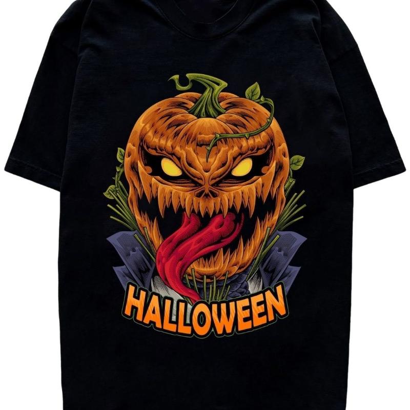 Halloween T-shirt Encore Red Funny Pumpkin Valley Ghost Wizard Skeleton Horror Short Sleeve Christmas