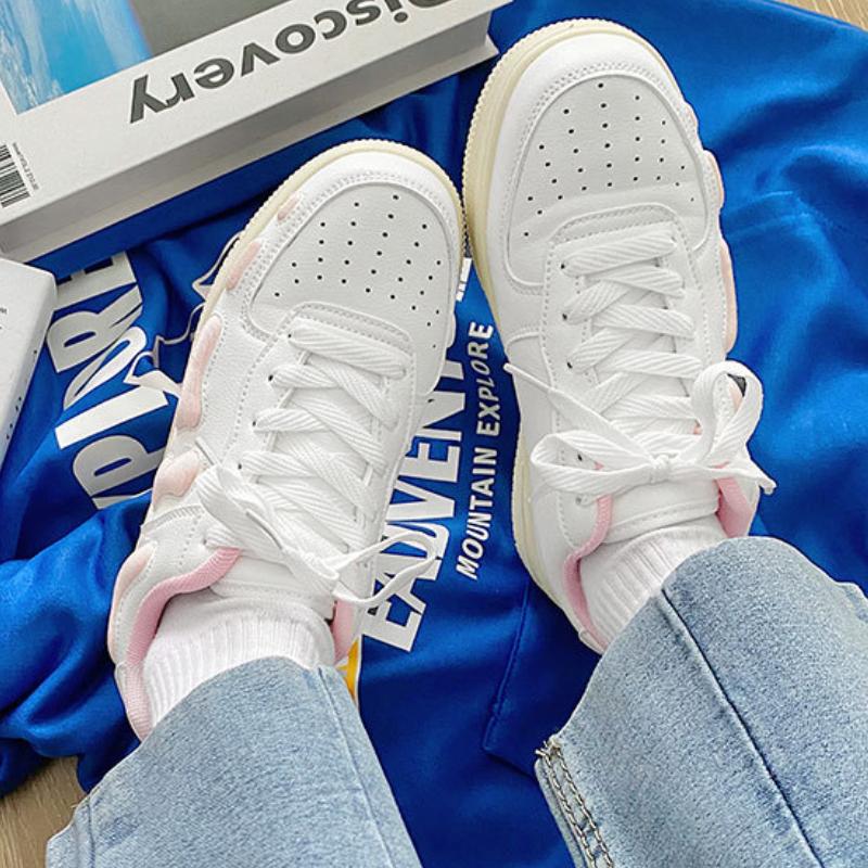 Simple and Versatile Pink Small White Shoes 2024 New Fashion Wear Resistance Anti Slip Spring and Autumn Women's Cricket Shoes