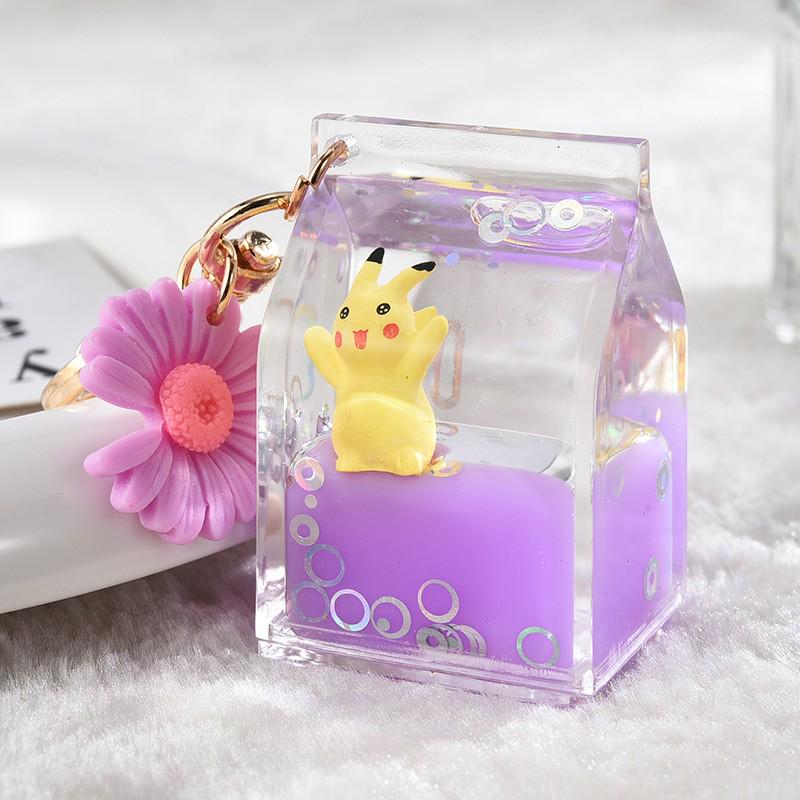 Quicksand Pikachu Couple Keychain - Cute Acrylic Bag Accessory & Car Pendant