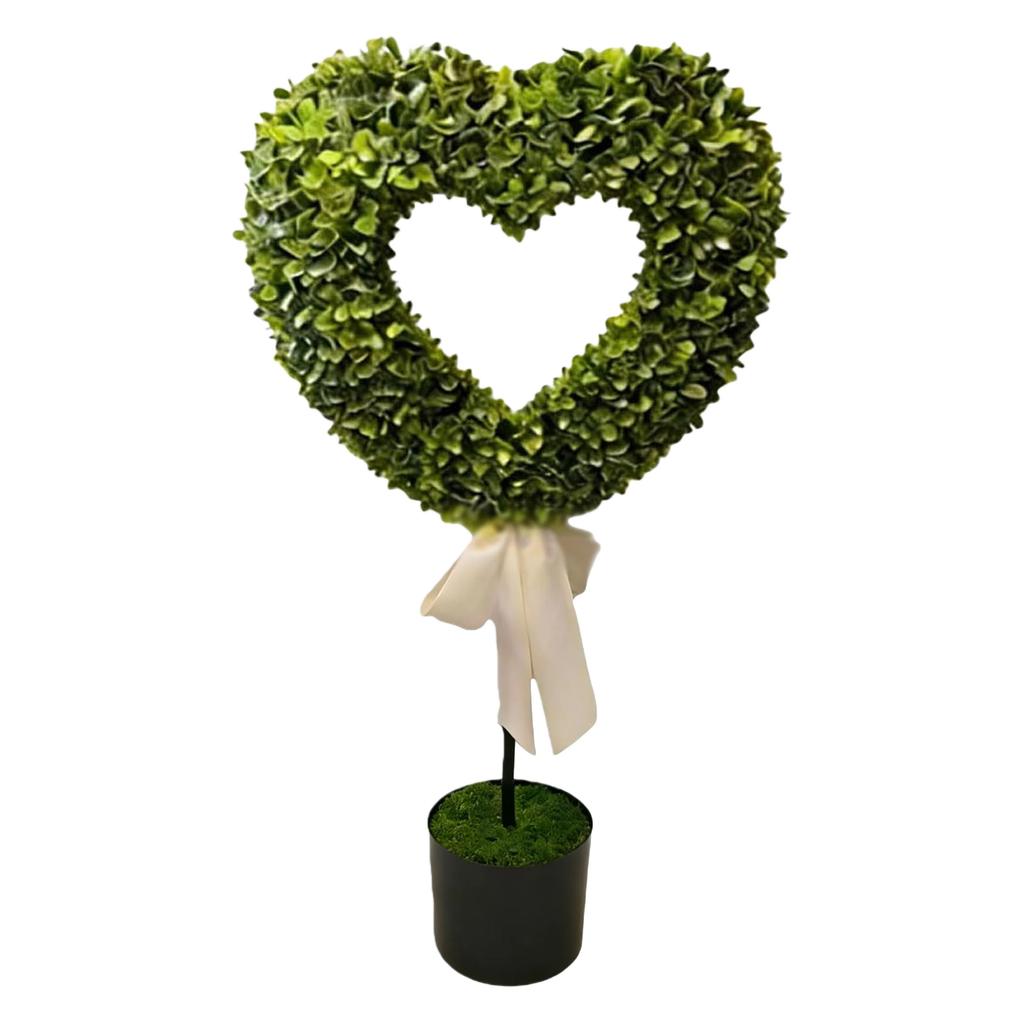 Heart Topiary Outdoor 29.5in Artificial Heart Topiary Plant with Pot and Bow Tie for Wedding Birthday Valentine Day Anniversary
