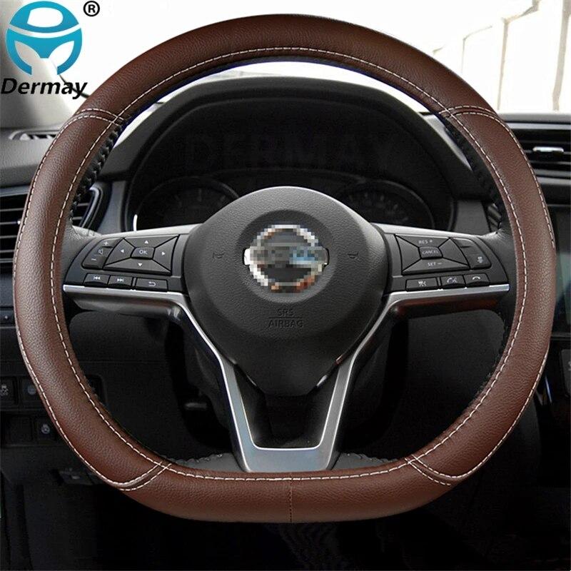 D Shape Car Steering Wheel Cover PU Leather For Nissan Rogue Sport Hybrid 2017 -   Qashqai   Braid Cover