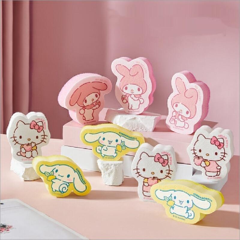 Kawaii Cute Dish Sponge Kitty My Melody Cinnamoroll Soft Foamy Durable For Kitchen Pot Pan Dishwashing Cleaning Scouring Pad