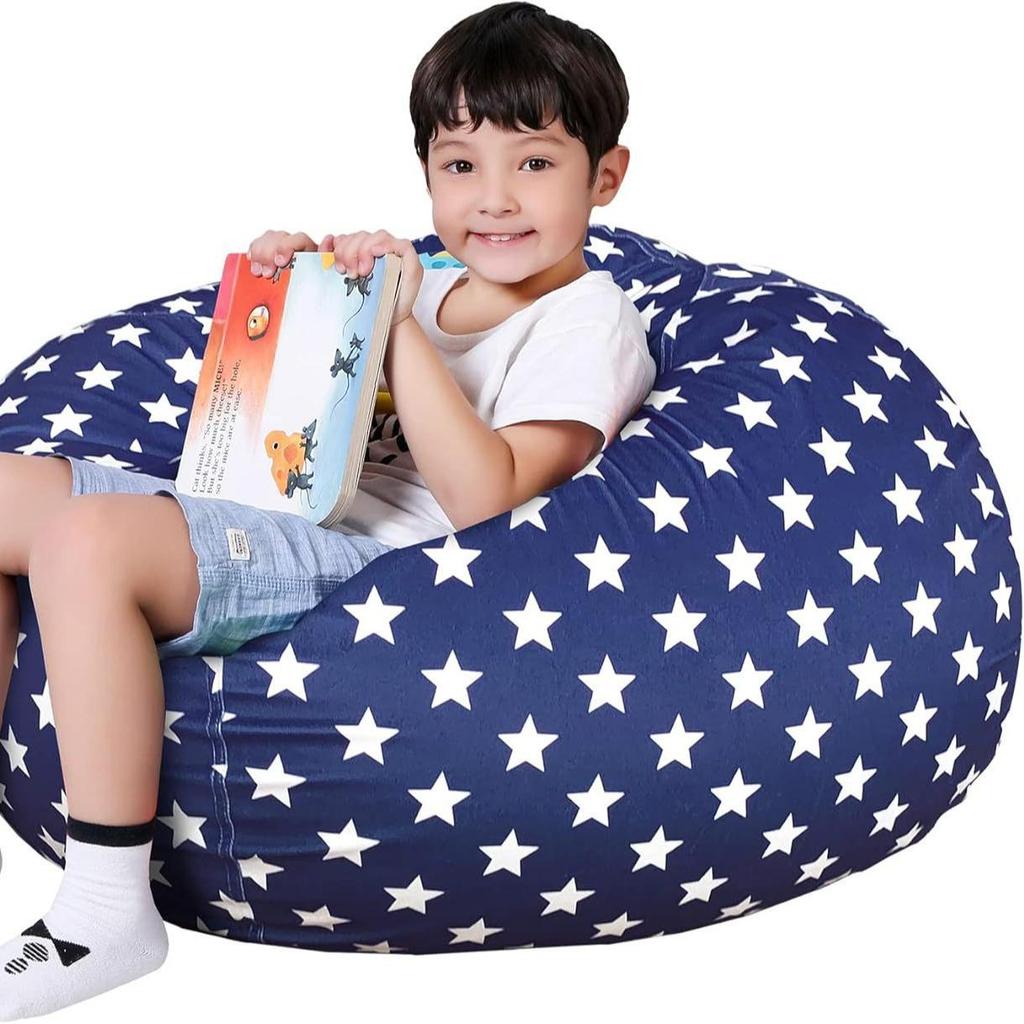Großer Plüsch-Sitzsackbezug für Kinder & Spielzeug-Aufbewahrungstasche - Superweicher kurzer Plüsch