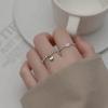 S925 Silver Retro Adjustable Geometric Heart Ring for Women: Japanese-Korean Style with Light Bead Accent