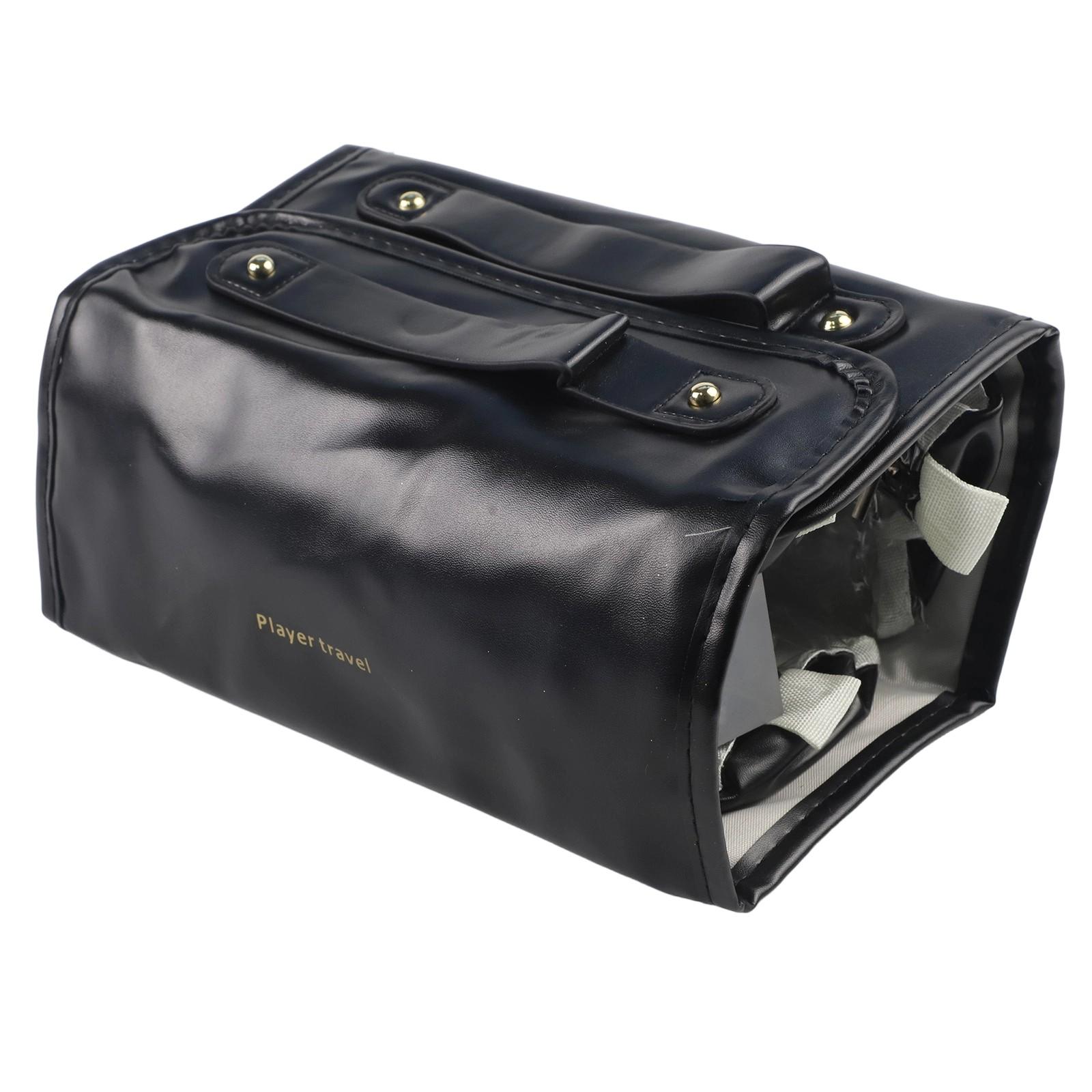 Compact Size Cosmetics Storage Bag Foldable Makeup Bag Hanging Travel Organizer Is black