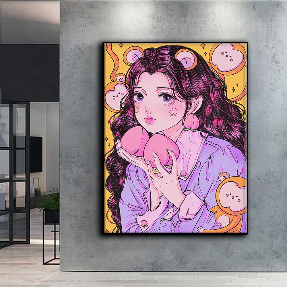 5D Diy Diamond Painting Cute Pink Girl Cross Stitch Full Diamond Embroidery Mosaic