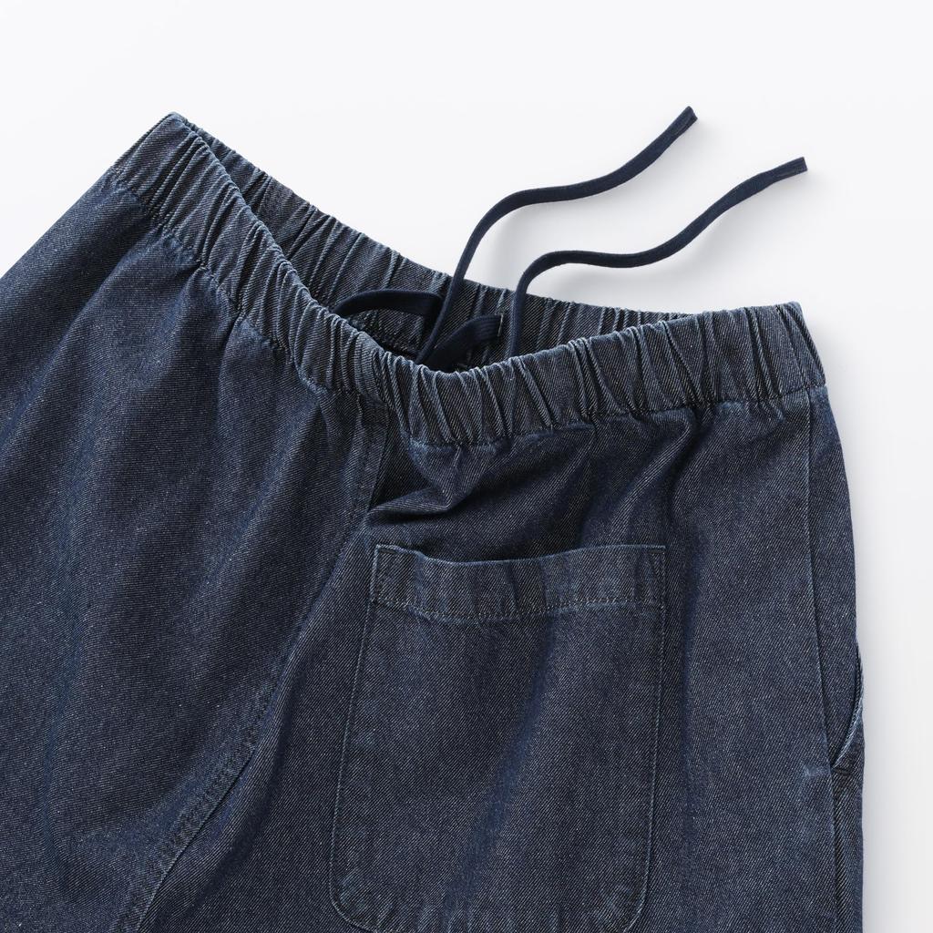 MUJI Washed Denim Easy Tapered Dark Size BE1VNA6S Women's Pants, Navy, S,