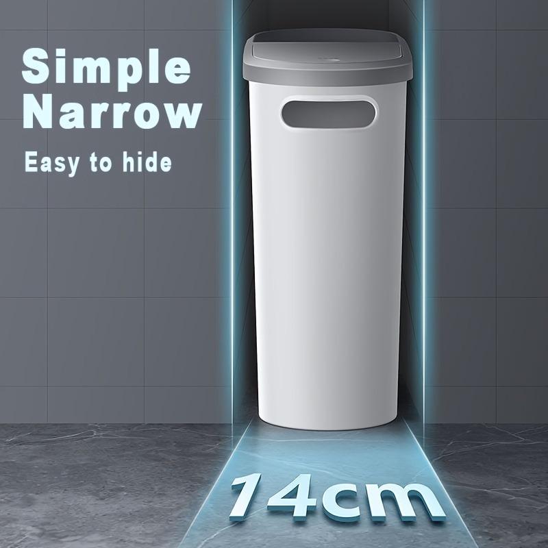 10L Press Can-Type Bathroom Trash Can - Space-Saving Gap Design, Sleek Garbage Bin with Lid - Essential Home Cleaning Tool