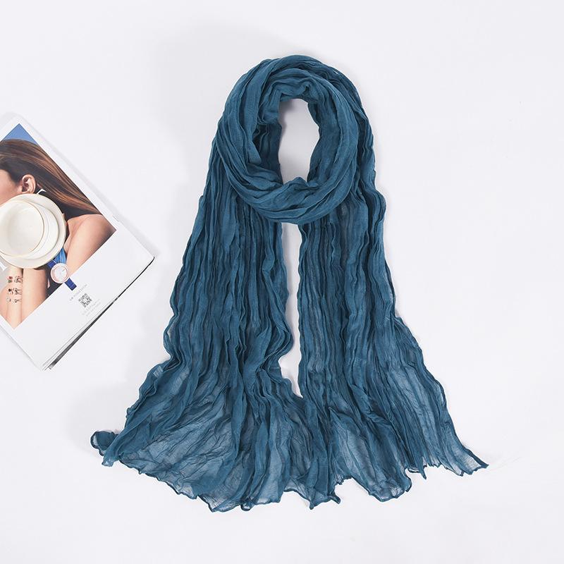 90x180cm Candy Color Wrinkle Women Scarf Vintage Fashion Retro Long Scarf Female