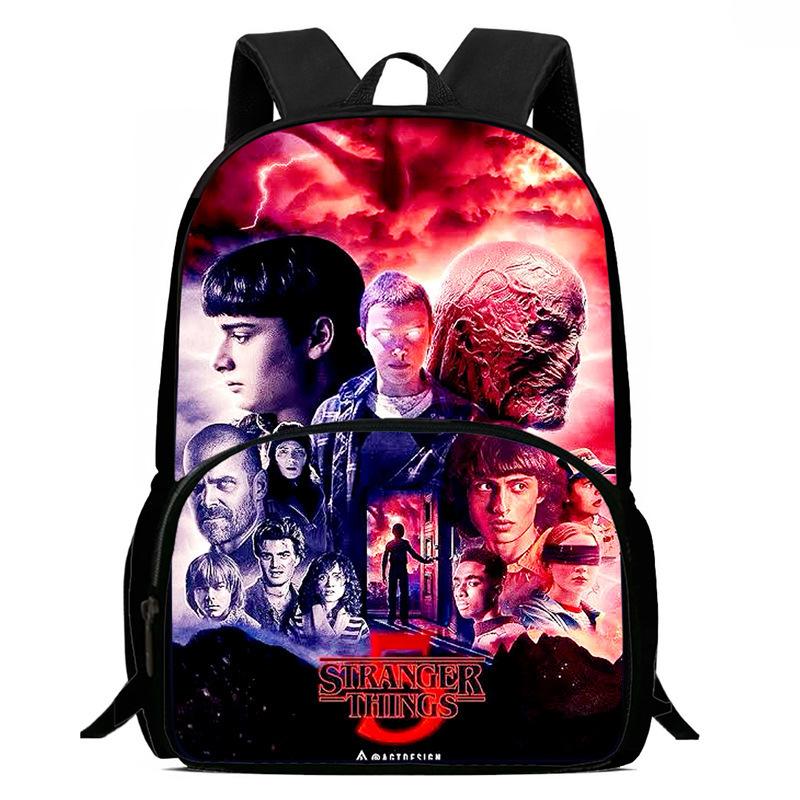 Stranger Things Printed Backpack Stranger Things5 Student School Bag Cartoon Lightweight Front Bag Backpack Backpack