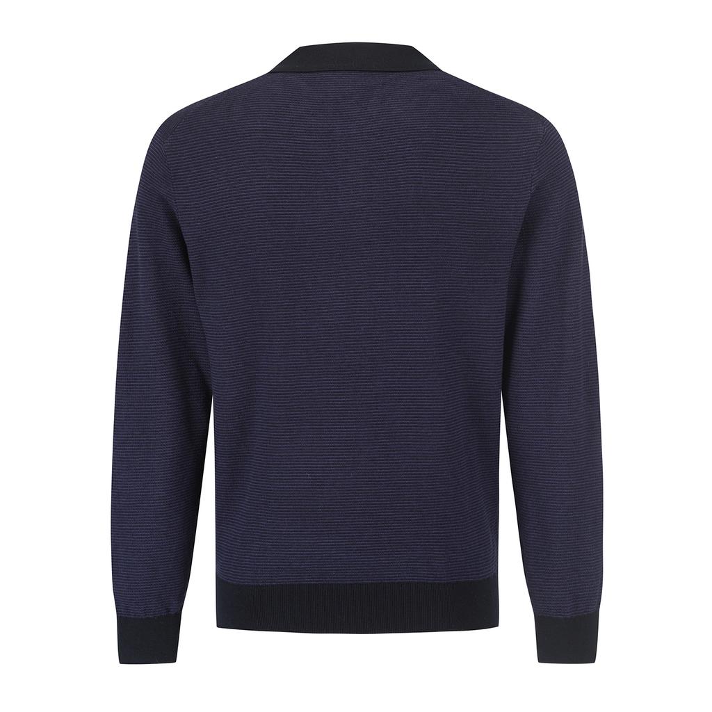 FERRAROMILANO Striped Collared Knit D/Blue (Am0Gtsy15145)